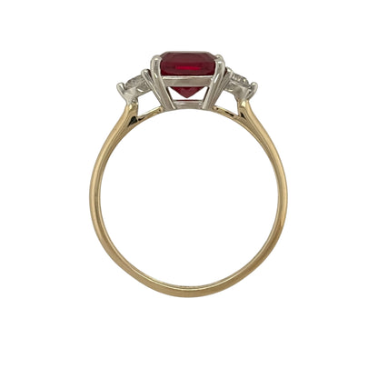 9ct Gold Lab Diamond & Ruby Trilogy Ring