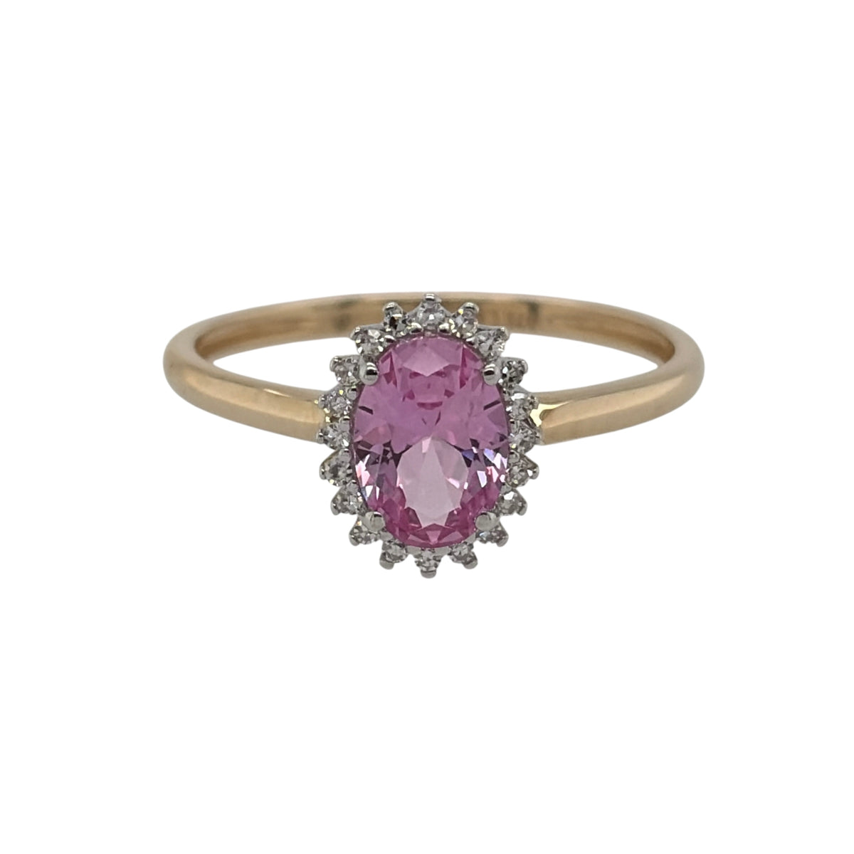 9ct Gold Lab Diamond & Pink Sapphire Cluster Ring
