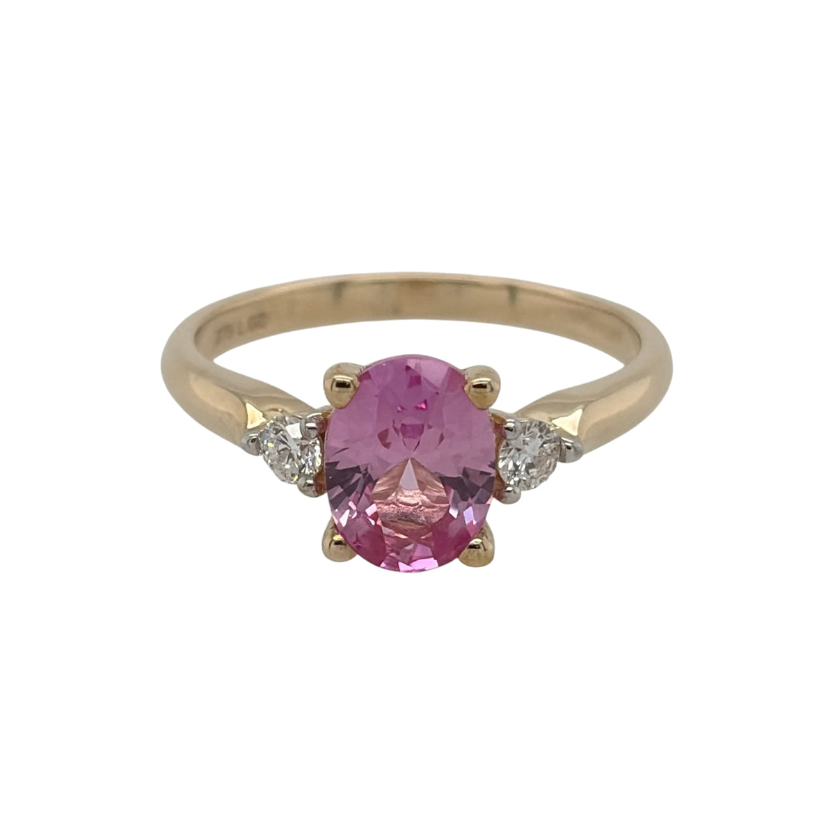 9ct Gold Lab Diamond & Pink Sapphire Trilogy Ring