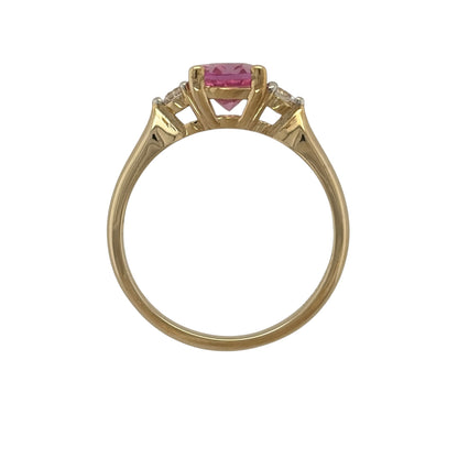 9ct Gold Lab Diamond & Pink Sapphire Trilogy Ring