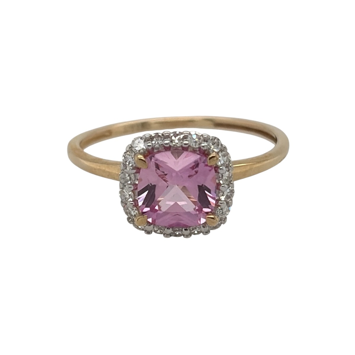 9ct Gold Lab Diamond & Pink Sapphire Cluster Ring