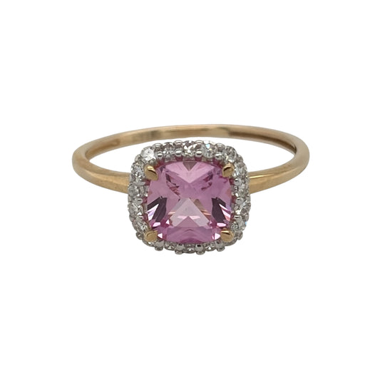 9ct Gold Lab Diamond & Pink Sapphire Cluster Ring