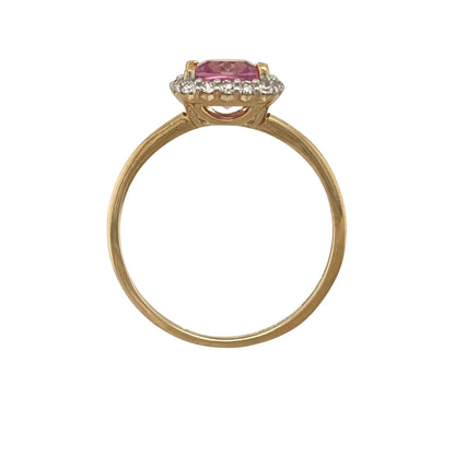 9ct Gold Lab Diamond & Pink Sapphire Cluster Ring
