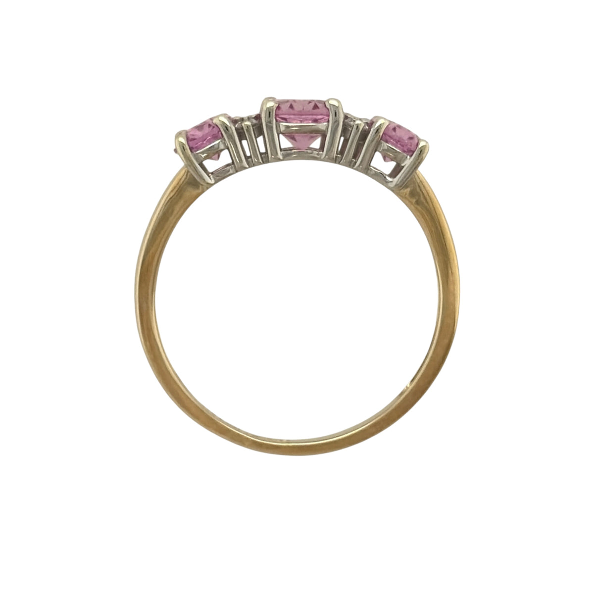 9ct Gold Lab Diamond & Pink Sapphire Trilogy Ring