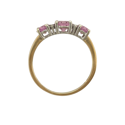 9ct Gold Lab Diamond & Pink Sapphire Trilogy Ring