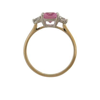 9ct Gold Lab Diamond & Pink Sapphire Trilogy Ring