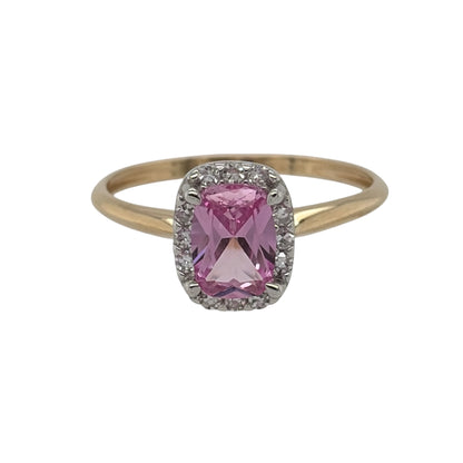 9ct Gold Lab Diamond & Pink Sapphire Cluster Ring