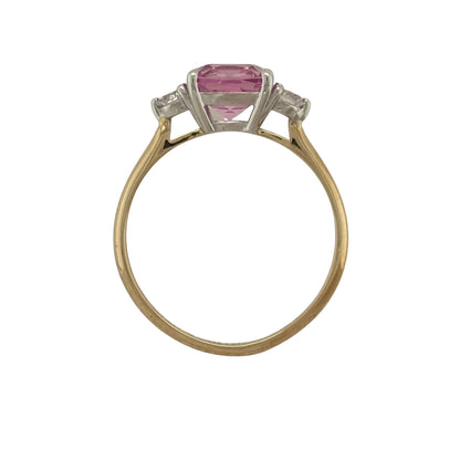 9ct Gold Lab Diamond & Pink Sapphire Trilogy Ring