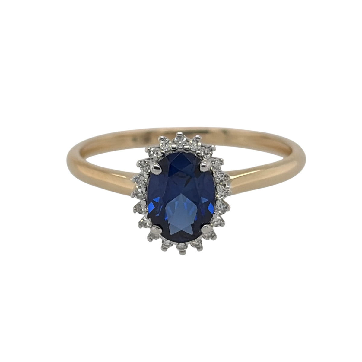 9ct Gold Lab Diamond & Sapphire Cluster Ring