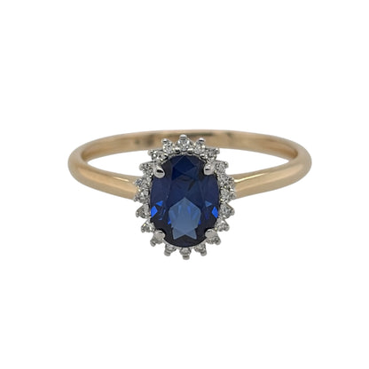9ct Gold Lab Diamond & Sapphire Cluster Ring