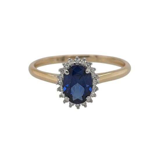 9ct Gold Lab Diamond & Sapphire Cluster Ring