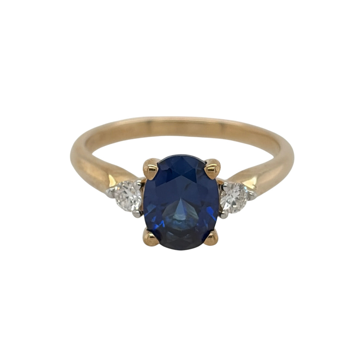 9ct Gold Lab Diamond & Sapphire Trilogy Ring