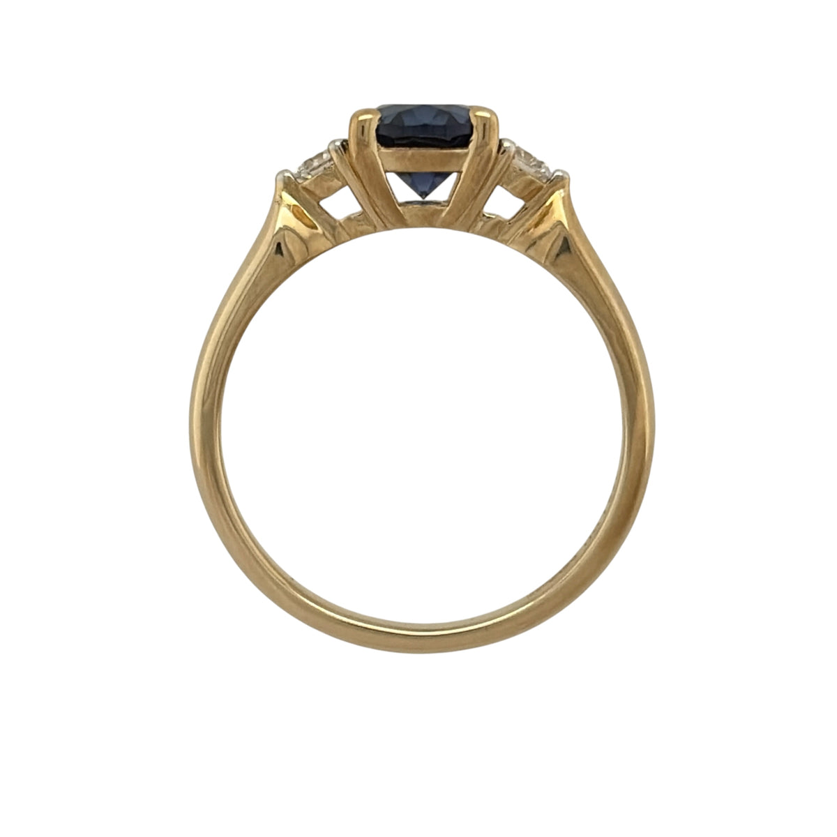 9ct Gold Lab Diamond & Sapphire Trilogy Ring