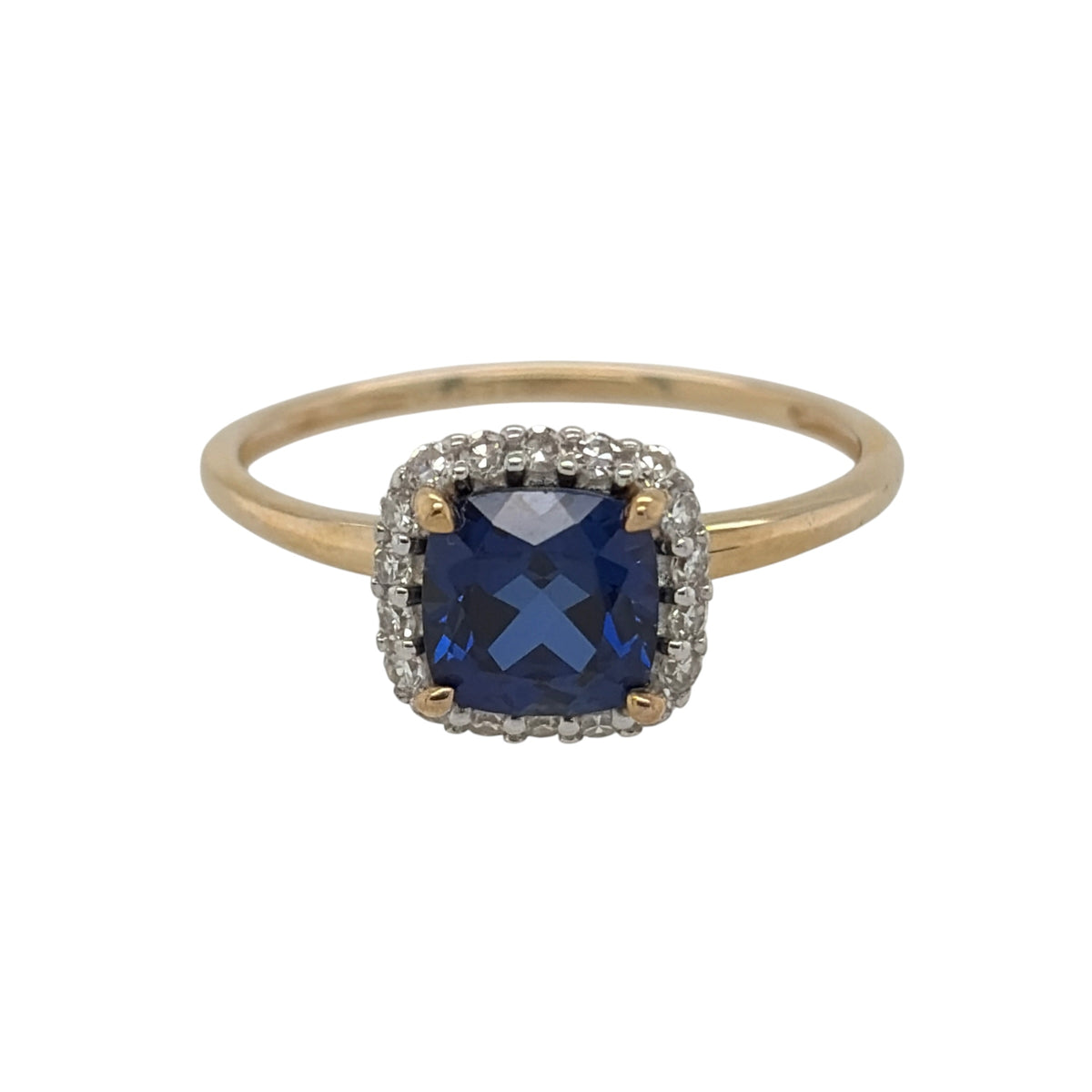 9ct Gold Lab Diamond & Sapphire Cluster Ring