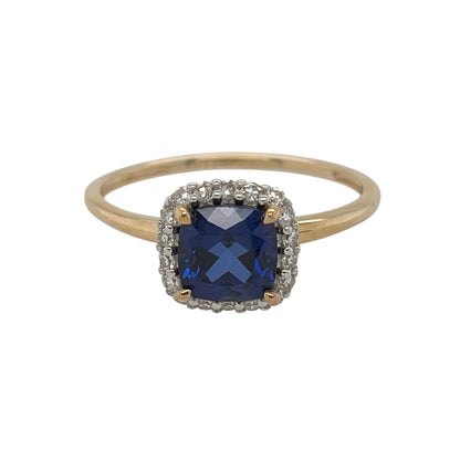 9ct Gold Lab Diamond & Sapphire Cluster Ring