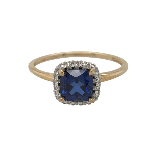 9ct Gold Lab Diamond & Sapphire Cluster Ring