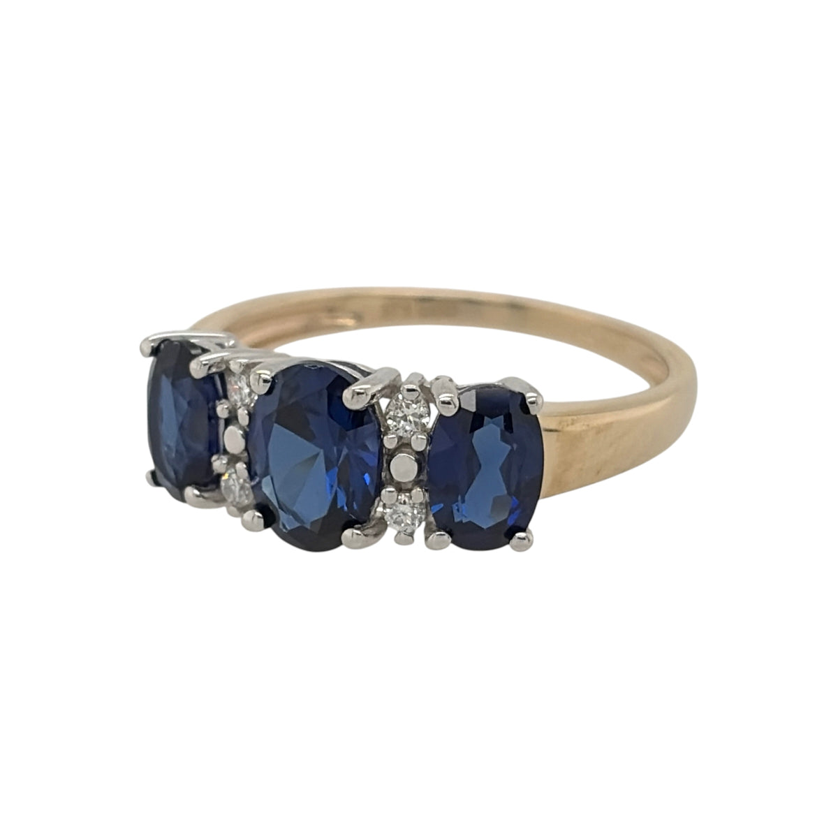 9ct Gold Lab Diamond & Sapphire Cluster Ring