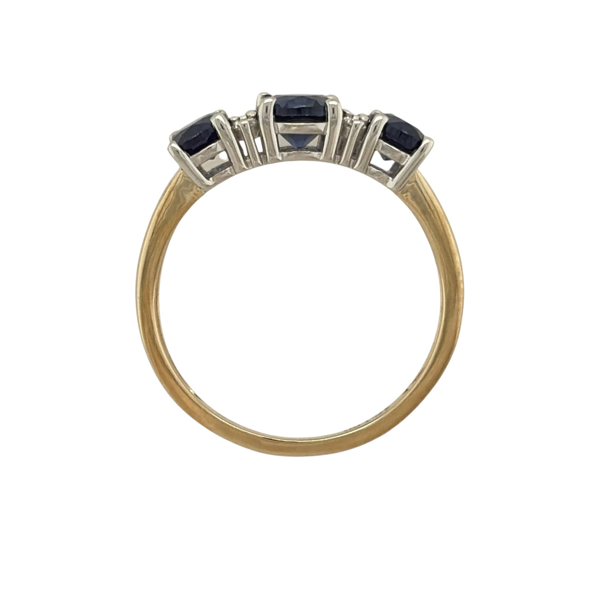9ct Gold Lab Diamond & Sapphire Trilogy Ring