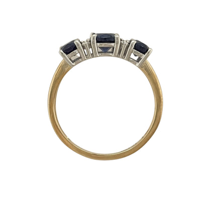 9ct Gold Lab Diamond & Sapphire Trilogy Ring