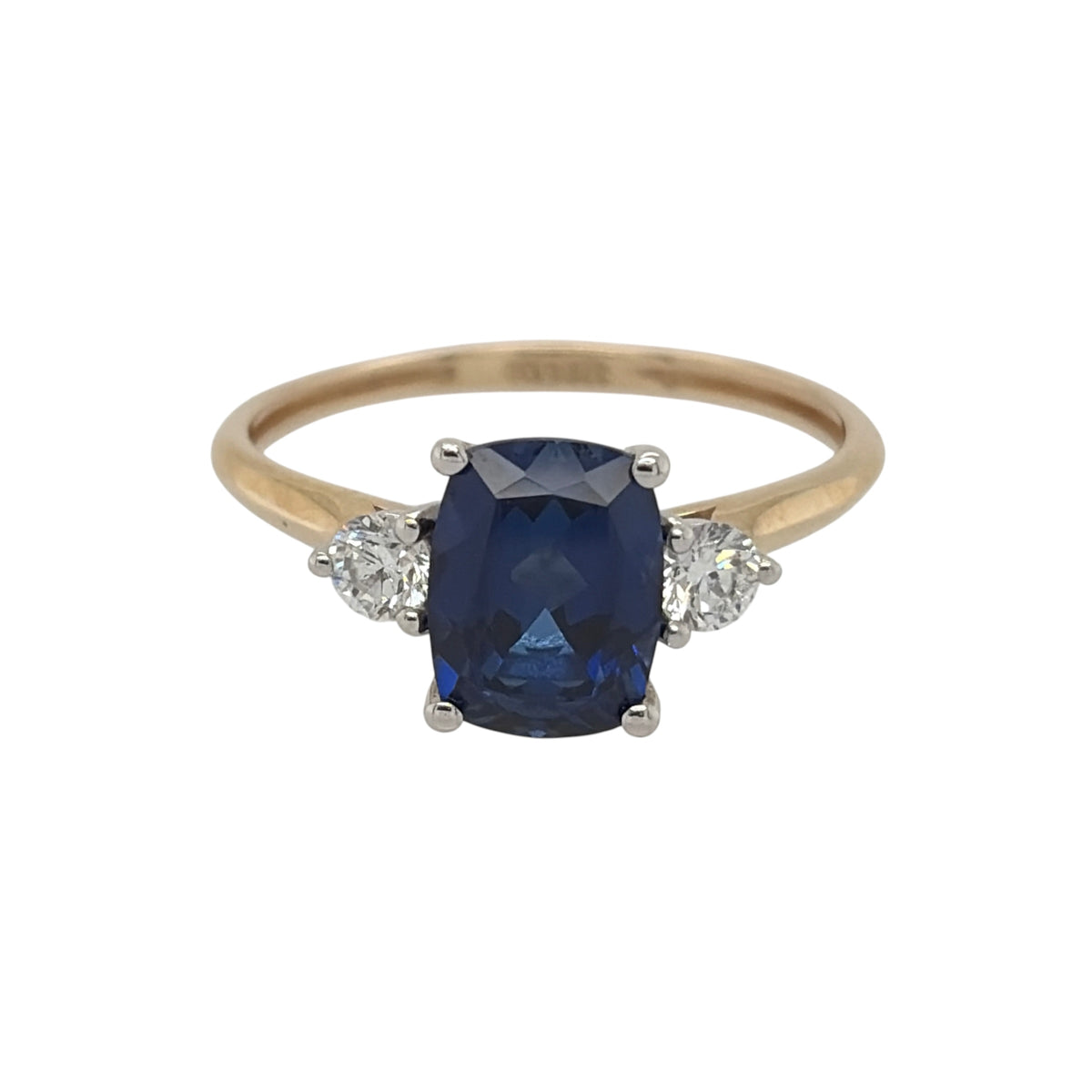 9ct Gold Lab Diamond & Sapphire Trilogy Ring