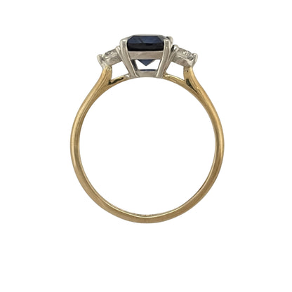 9ct Gold Lab Diamond & Sapphire Trilogy Ring