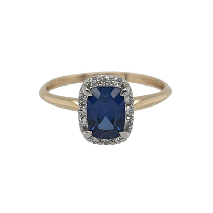9ct Gold Lab Diamond & Sapphire Cluster Ring