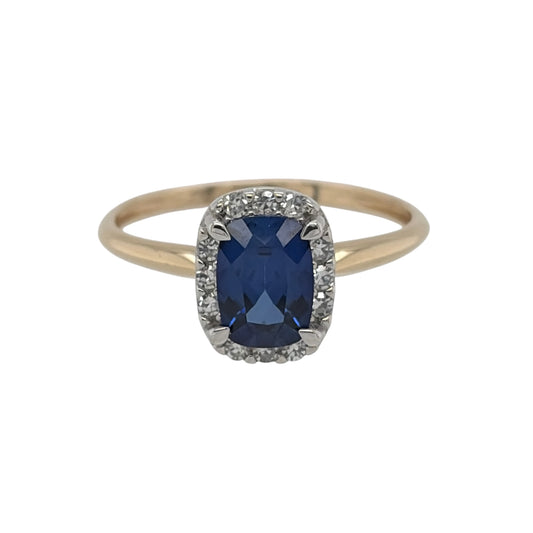 9ct Gold Lab Diamond & Sapphire Cluster Ring