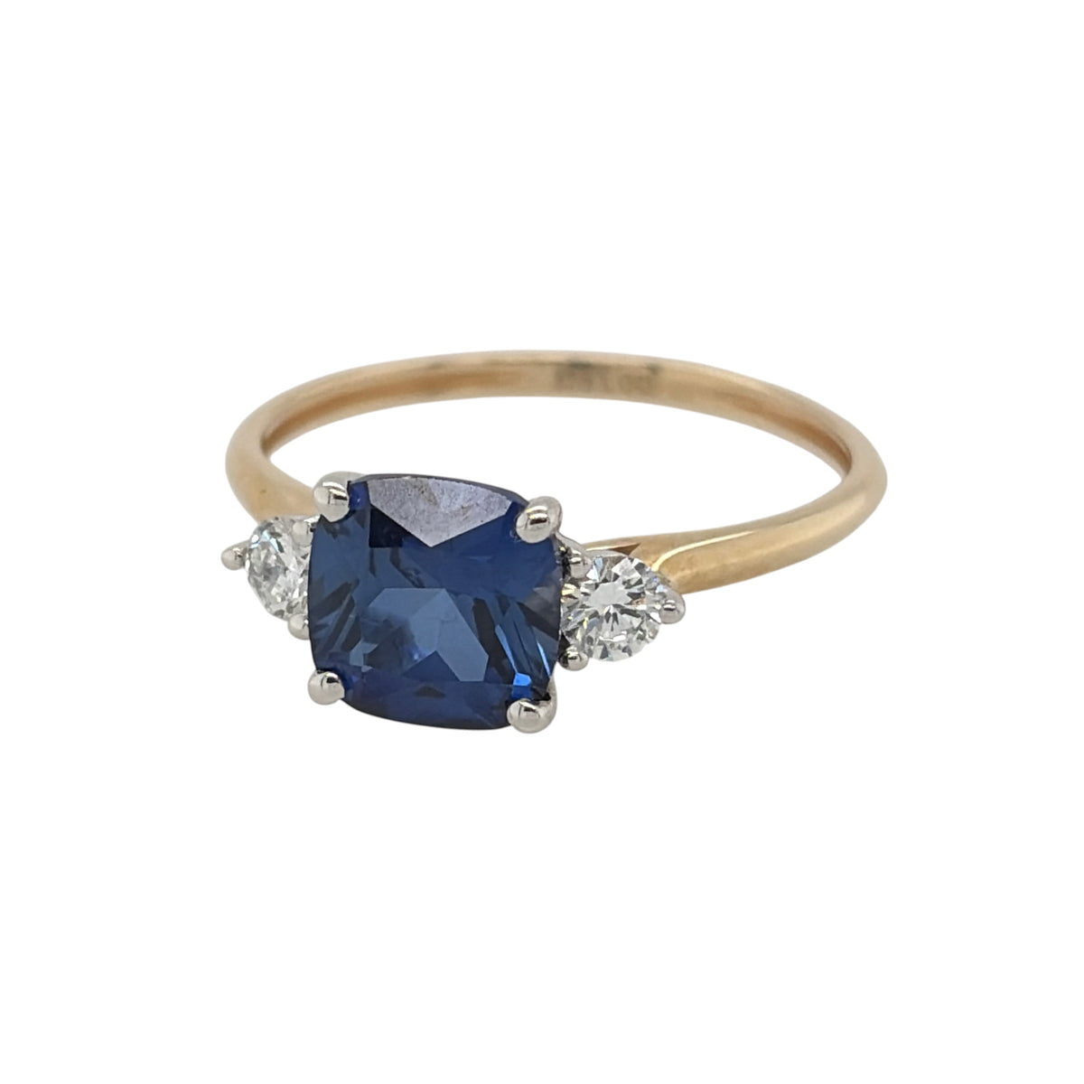 9ct Gold Lab Diamond & Sapphire Cluster Ring