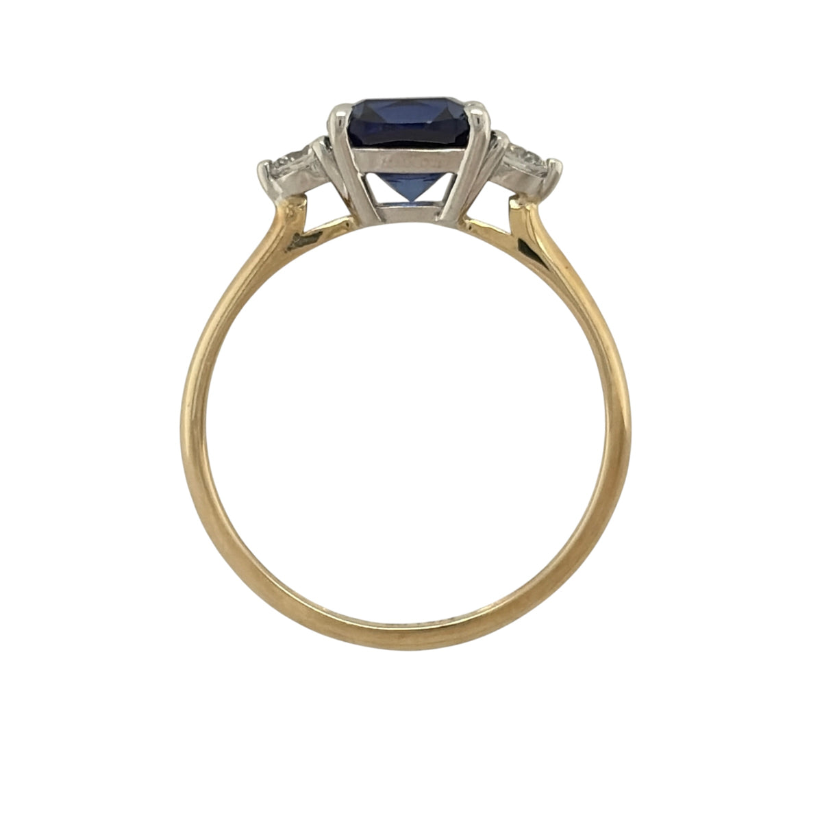9ct Gold Lab Diamond & Sapphire Trilogy Ring