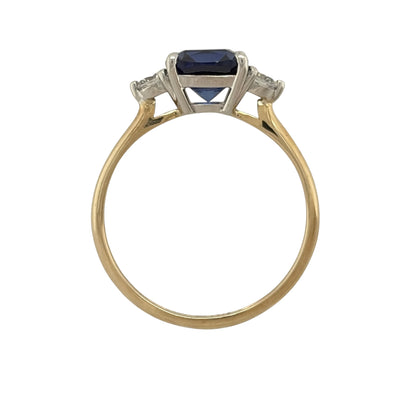 9ct Gold Lab Diamond & Sapphire Trilogy Ring