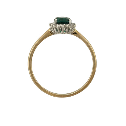 9ct Gold Lab Diamond & Emerald Cluster Ring