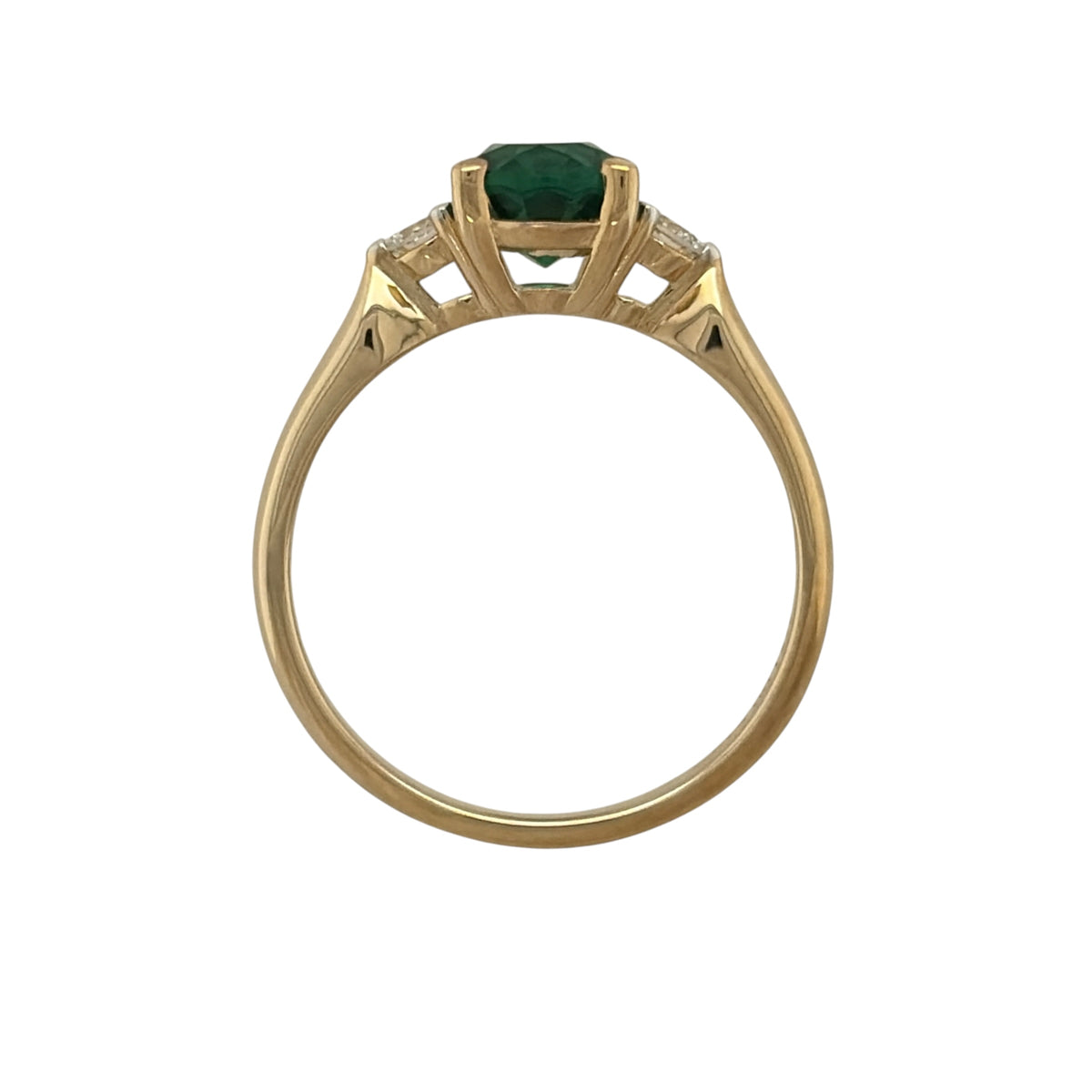 9ct Gold Lab Diamond & Emerald Trilogy Ring