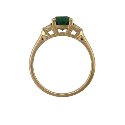 9ct Gold Lab Diamond & Emerald Trilogy Ring