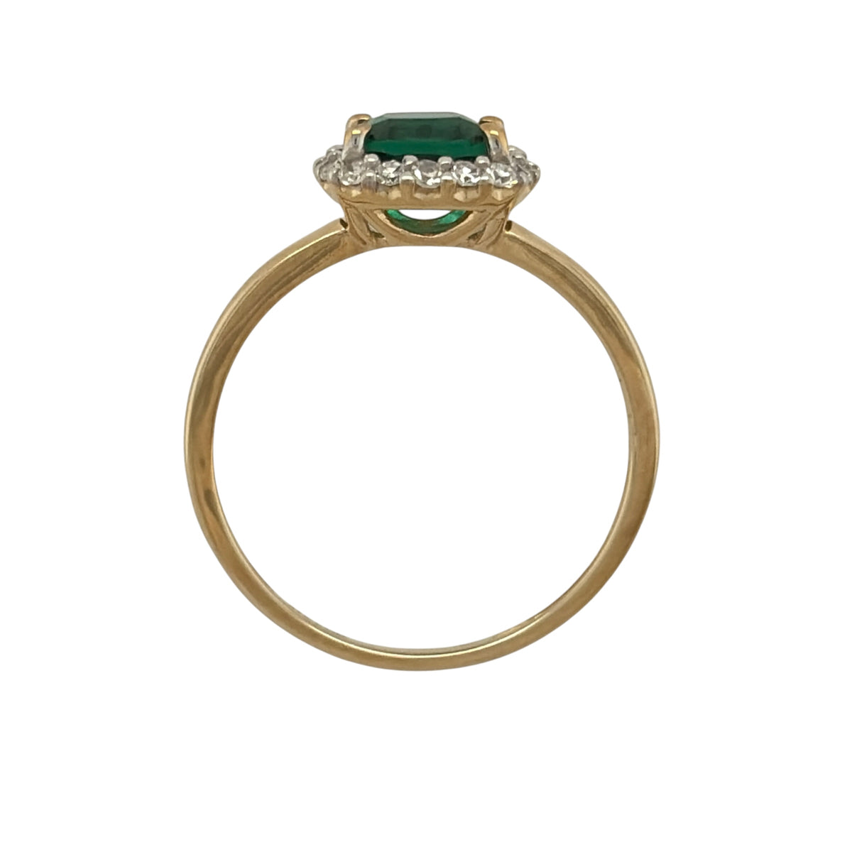 9ct Gold Lab Diamond & Emerald Cluster Ring