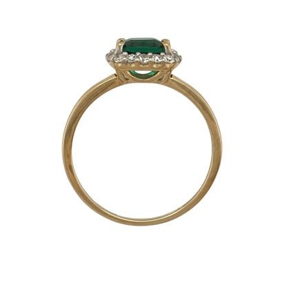 9ct Gold Lab Diamond & Emerald Cluster Ring