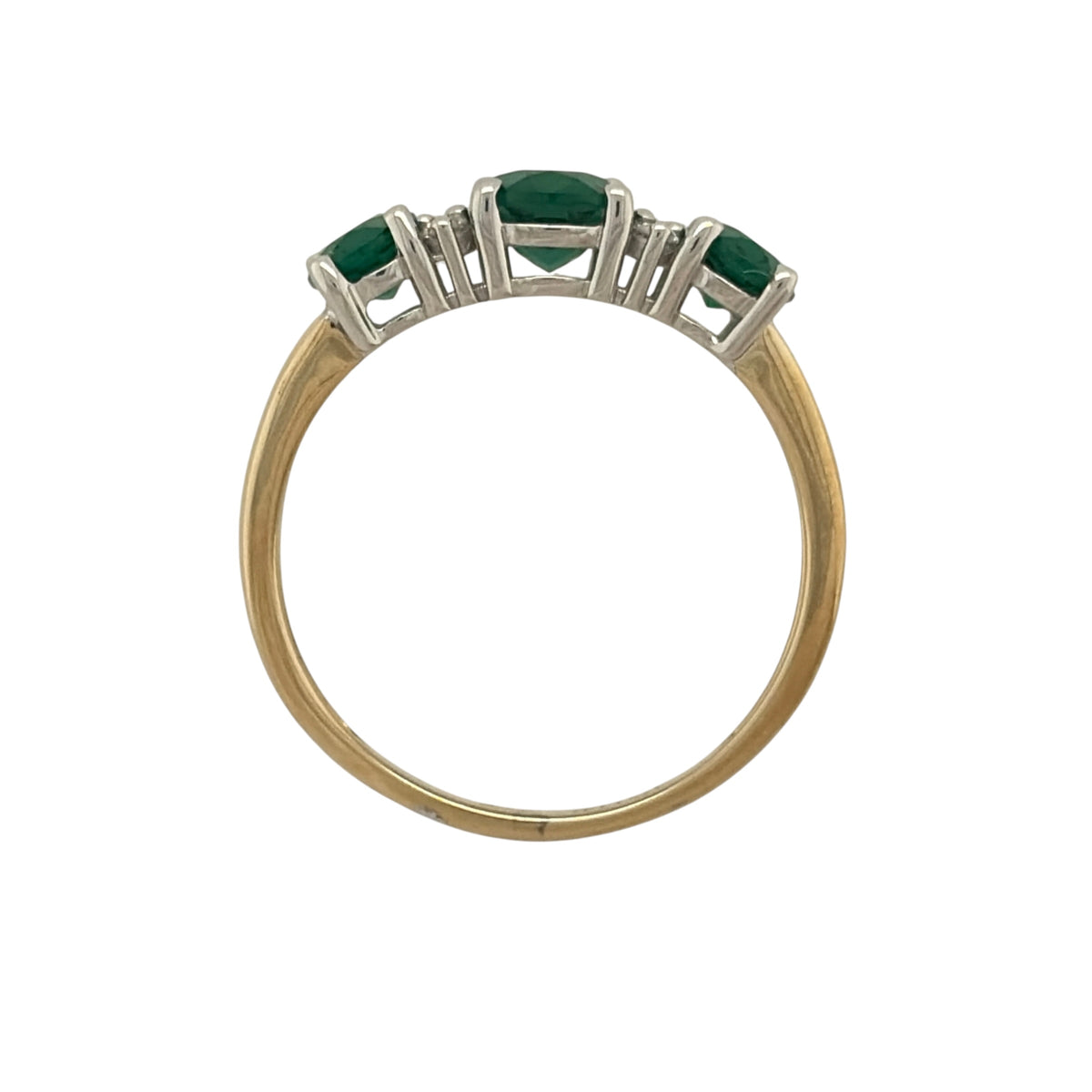 9ct Gold Lab Diamond & Emerald Trilogy Ring