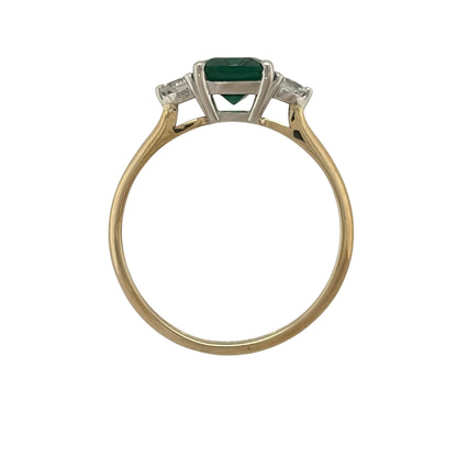 9ct Gold Lab Diamond & Emerald Trilogy Ring