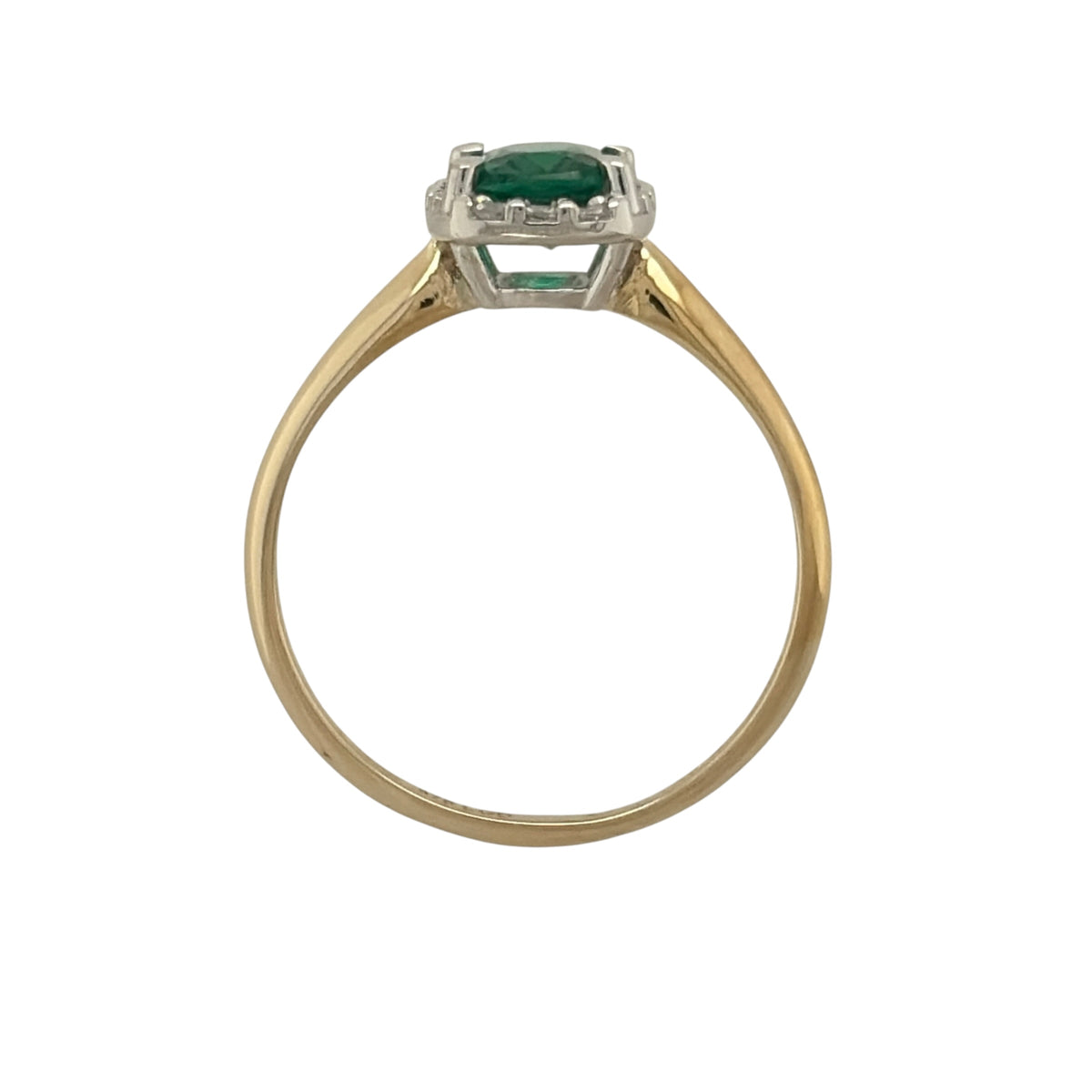 9ct Gold Lab Diamond & Emerald Cluster Ring