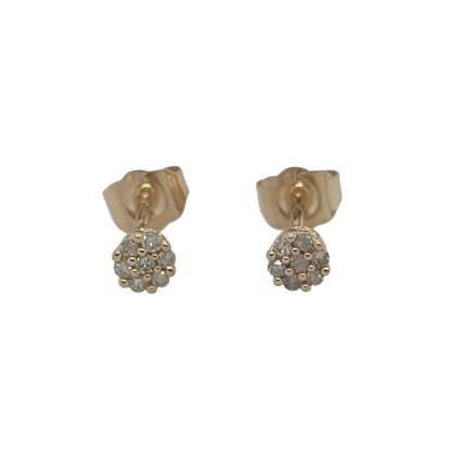 New 9ct Yellow Gold &amp; Diamond Cluster Stud Earrings with the weight 0.50 grams. The studs are 3mm diameter and contains approximatley 0.07ct of diamond content in total