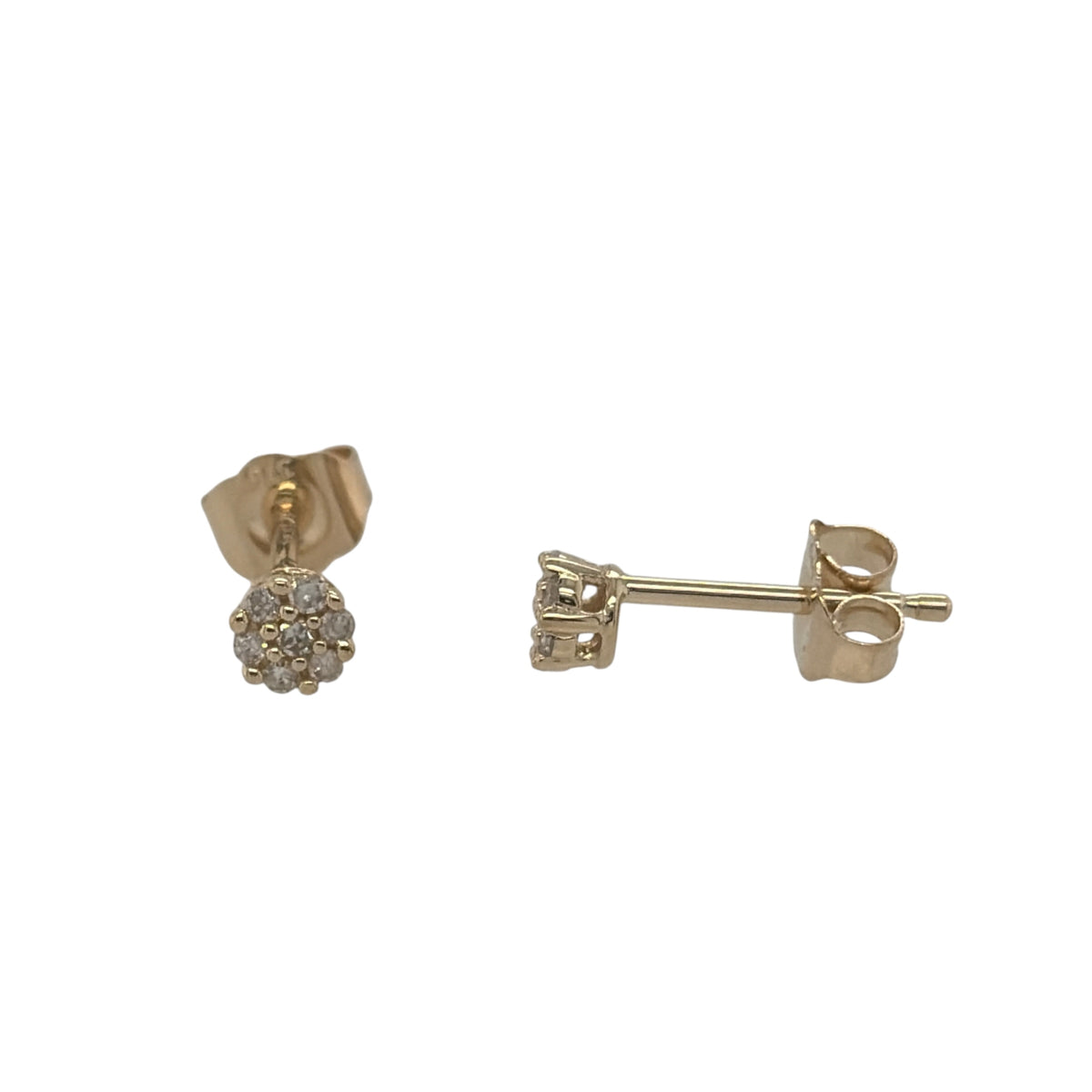9ct Gold & Diamond Cluster Stud Earrings