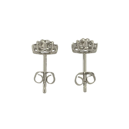 9ct White Gold & Diamond Cluster Stud Earrings