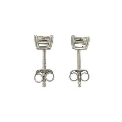 9ct White Gold & Diamond Princess Cut Solitaire Stud Earrings