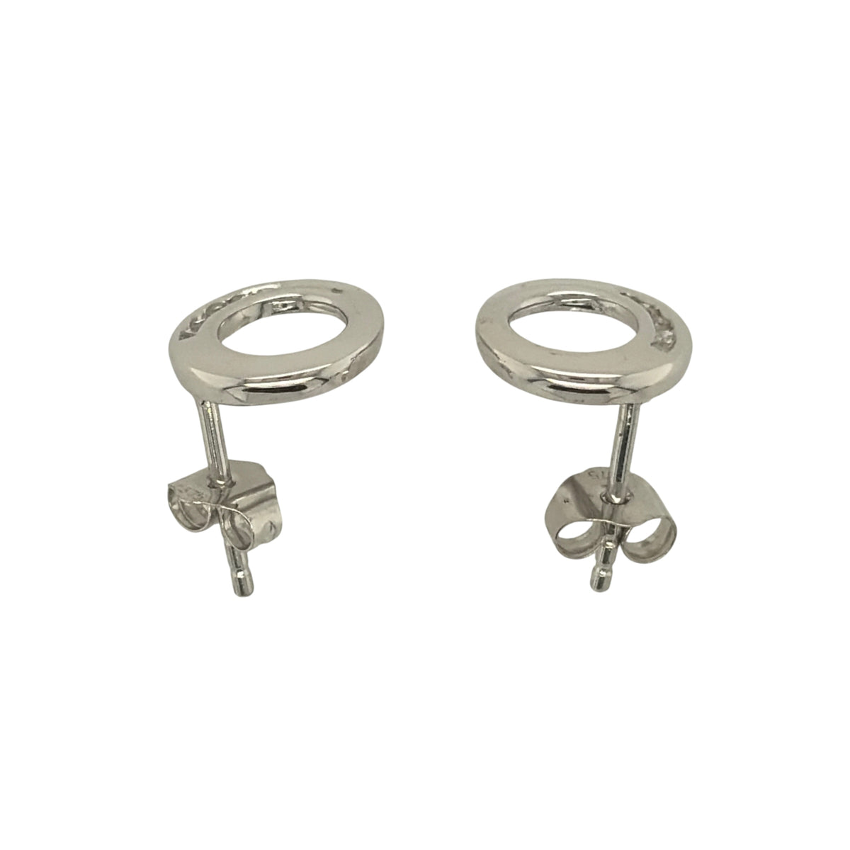 9ct White Gold & Diamond Circle Stud Earrings