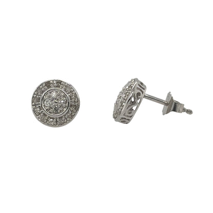 9ct White Gold & Diamond Circle Halo Stud Earrings