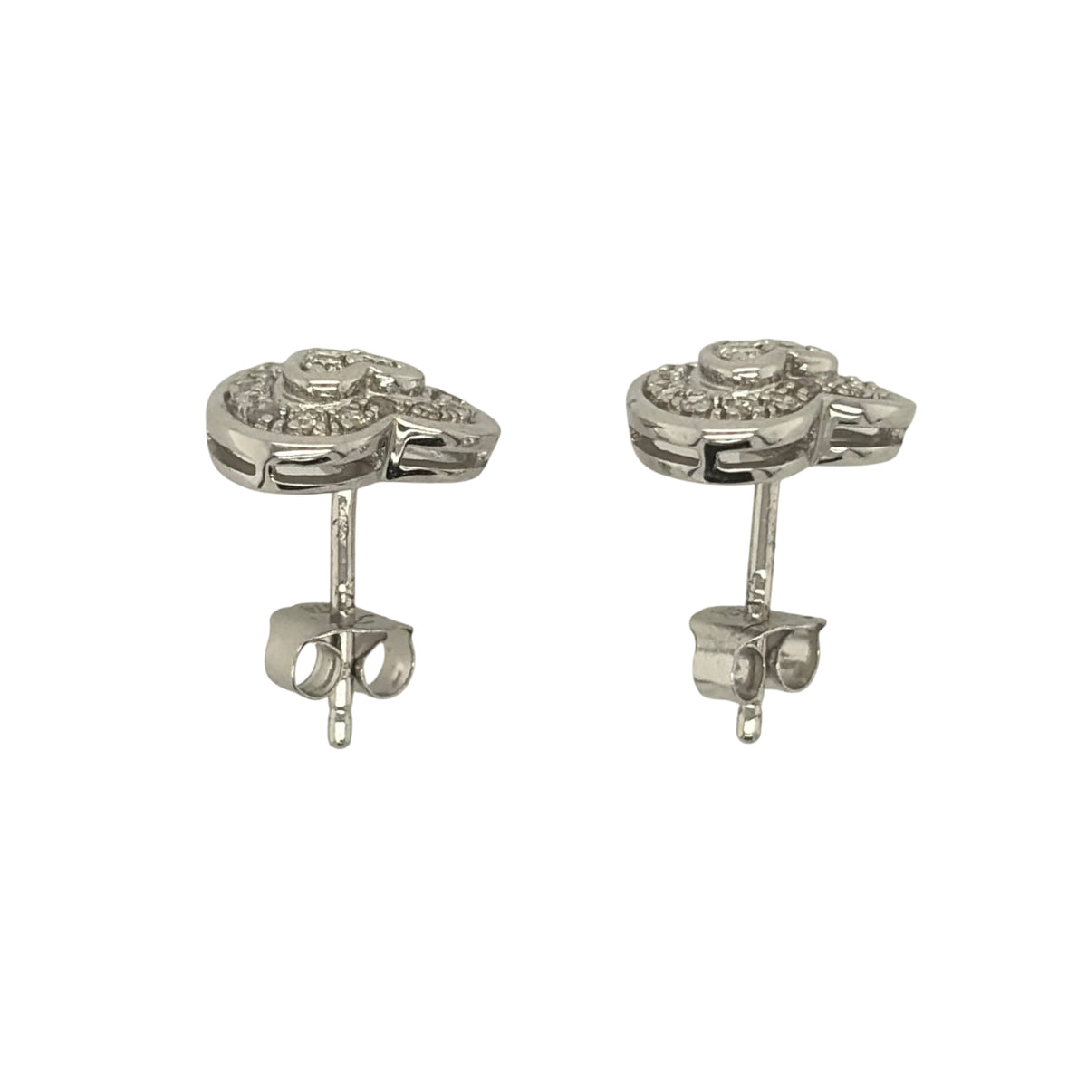 9ct White Gold & Diamond Heart Stud Earrings