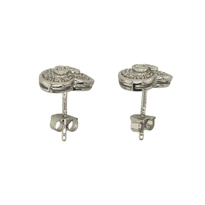 9ct White Gold & Diamond Heart Stud Earrings