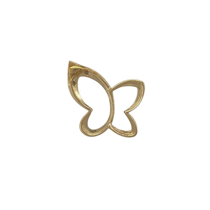 New 9ct Yellow Gold &amp; Diamond Butterfly Pendant with the weight 1.40 grams. The pendant is 13mm by 13mm. The pendant contains approximatley 0.01ct of diamond content in total with approximate clarity i2-13 and colour H - I