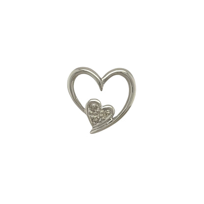 9ct White Gold & Diamond Double Heart Pendant