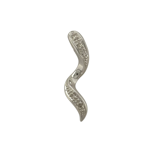 9ct White Gold & Diamond Twist Pendant