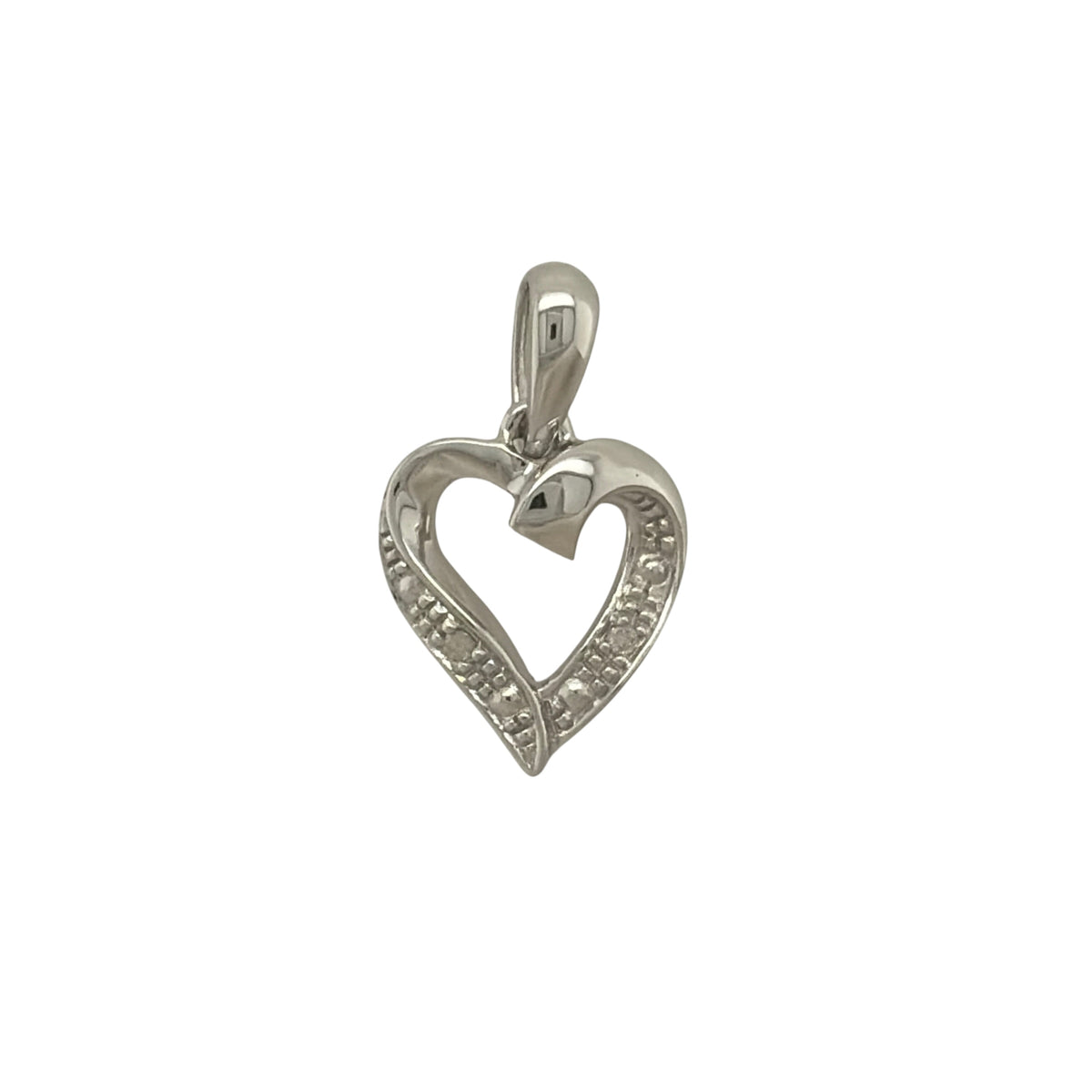 9ct White Gold & Diamond Heart Pendant